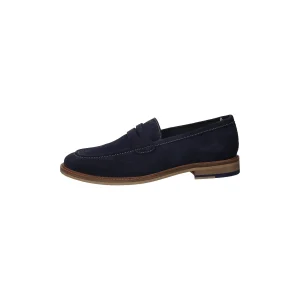 Slip on blu in tessuto scamosciato
