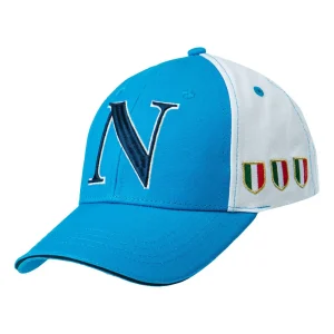 Cappello Baseball Scudetto Ssc Napoli Bicolore Bianco E Azzurro