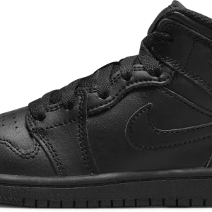 Jordan 1 Mid Triple Black Tumbled Leather (PS) kids