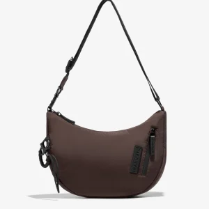 Round Nylon Crossbody Bag Brown