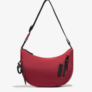 Round Nylon Crossbody Bag Red