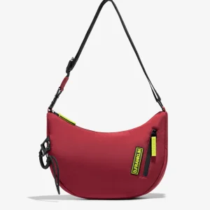 Round Nylon Crossbody Bag Red + Custom Set Lime