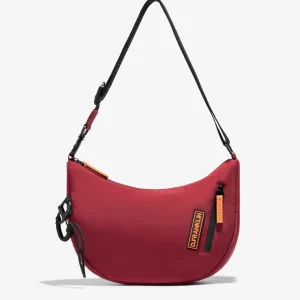 Round Nylon Crossbody Bag Red + Custom Set Orange