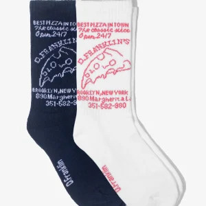 Pizza Socks 2 Pack White-Navy