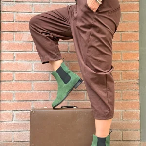 Sugar Green stivaletto beatles in camoscio verde menta artigianale