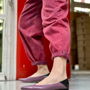 Boss Uva ballerina a sacchetto in vernice viola su base camoscio lavorazione artigianale marchigiana