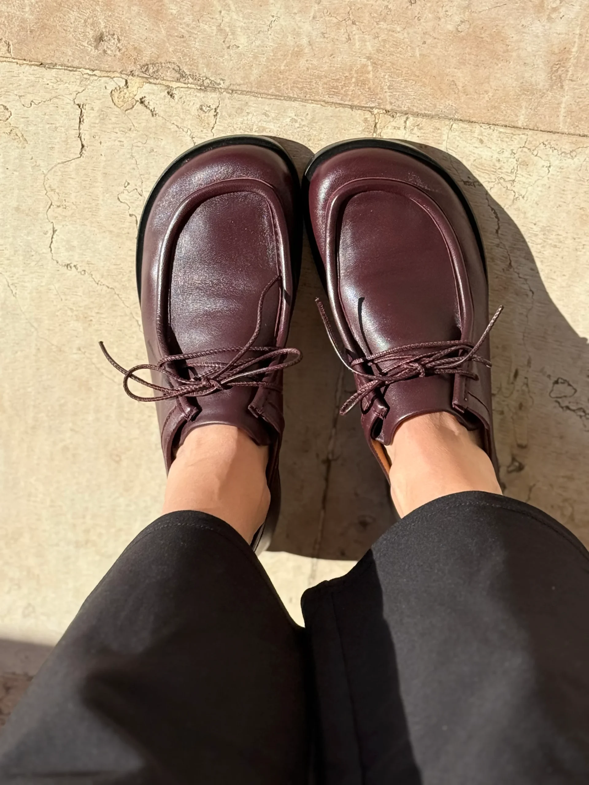 Tenebra Wine mocassino allacciato in nappa bordeaux - 2 cm - lavorazione artigianale - immagine 3