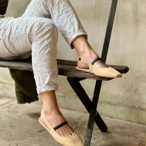 Setter Nude ballerina chanel in pelle beige artigianale marchigiana