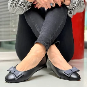 Frack Black ballerina a sacchetto in nappa nera lavorazione artigianale marchigiana