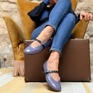 Tilde Nube ballerina a sacchetto in vernice polvere su base camoscio lavorazione artigianale