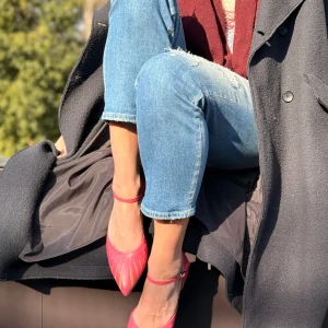 Sophie Barbie ballerina in nappa ciclamino e rosa tacco 2 cm artigianale toscana