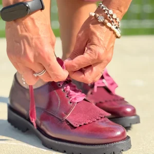 Tiger Bordeaux scarpa bassa allacciata in nappa bordeaux artigianale marchigiana