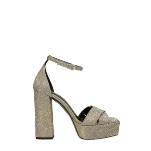 Sandali glitterati con plateau. Made in Italy. Tacco alto 12cm