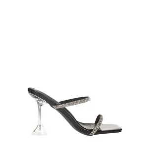 Sandalo gioiello con doppia fascia strass. Tacco alto 8cm