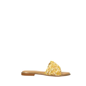 Sandali slider con fascia in paglia