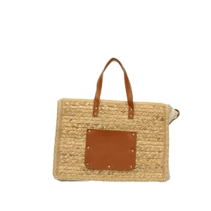 Shopper bag con inserto in tessuto
