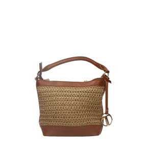 Tote Bag marrone con intreccio