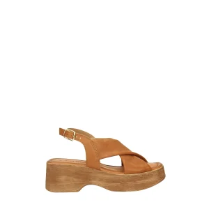 Sandali con zeppa in vera pelle. Made in Italy. Tacco alto 6cm