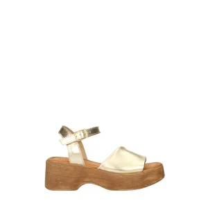 Sandali con zeppa in vera pelle. Made in Italy. Tacco alto 6cm