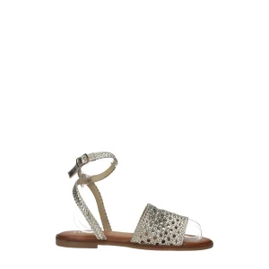 Sandali tomaia intrecciata in vera pelle