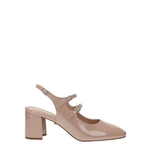 Décolleté in vernice con doppio cinturino