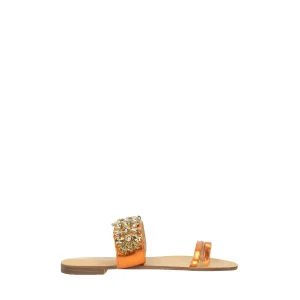 Sandali infradito flat laminati con pietre