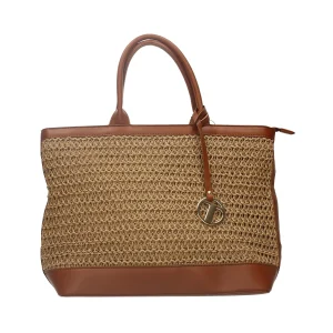 Tote Bag marrone con intreccio